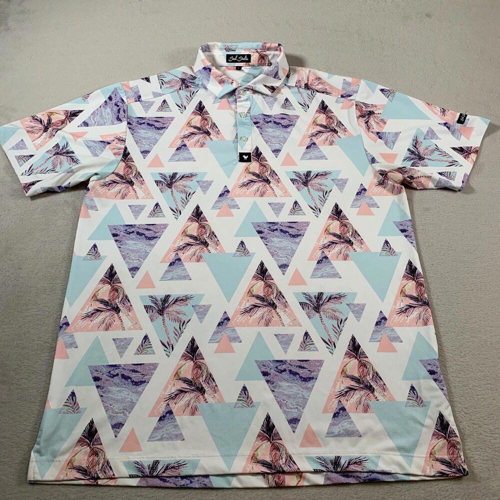 Bad Birdie Shirt Mens Large Golf Polo "Cali”  Palm Trees‎ Short Sleeve Active
